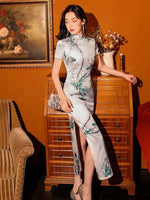 Elegant traditional Chinese dress, Chinese Cheongsam Dress, Evening Dresses, Ball Gowns, Long Evening Dresses with flower prints