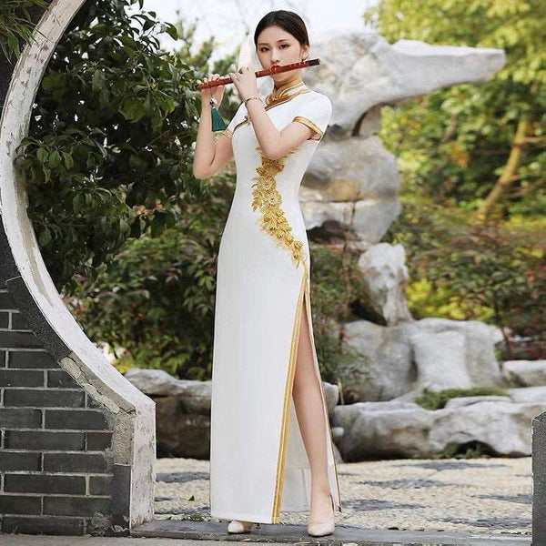 Luxurious Chinese Red & Gold Sequin Long Dress Cheongsam Qipao | eBay