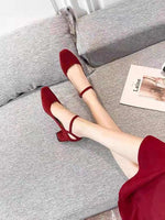 Comfortable Wedding shoes, Red marry Jane shoes, 5cm heel