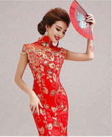 Custom make available, wedding dress, traditional Chinese dress, embroidered Cheongsam, Bridesmaid dress