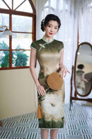 Free alteration, Traditional Chinese Qipao dress, floral pattern,  Mulberry Silk cheongsam, kneelength dress