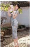 Free alteration, Modern Chinese Qipao, Evening Dress, floral print, mandarin collar