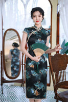 Free alteration, Modern Chinese Qipao, Mulberry Silk cheongsam, spring qipao, floral qipao, kneelength dress