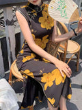 Chinese Cheongsam, Black qipao, Evening Dress, Ball Gown, Sleeveless summer qipao, Mandarin collar