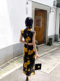 Chinese Cheongsam, Black qipao, Evening Dress, Ball Gown, Sleeveless summer qipao, Mandarin collar