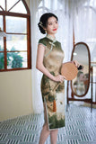 Free alteration, Traditional Chinese Qipao dress, floral pattern,  Mulberry Silk cheongsam, kneelength dress