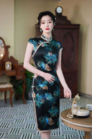 Free alteration, Modern Chinese Qipao, Mulberry Silk cheongsam, spring qipao, floral qipao, kneelength dress