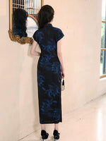 Modern Chinese Qipao dress, Evening Dress, kneelength qipao, mandarin collar