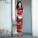 Free alteration, Traditional Chinese Qipao dress, Mulberry Silk Cheongsam,  Evening Dress, Tea ceremony,  Full length, mandarin collar