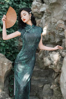 Free alteration, Traditional Chinese Qipao dress, Mulberry Silk cheongsam,  Evening Dress, blue color dress, mandarin collar