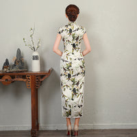 Free alteration, Traditional Chinese Qipao dress, Mulberry Silk Cheongsam,  Evening Dress, Full length, mandarin collar