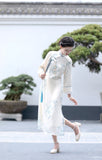 Elegant traditional Chinese dress, Chinese Cheongsam Dress, Ball Gowns, 3/4 sleeve, mandarin collar