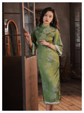 Elegant traditional Chinese dress, Chinese Cheongsam Dress, Ball Gowns, 3/4 sleeve, mandarin collar