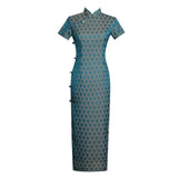 Free alteration, Traditional Chinese Qipao, Evening Dress, blue color, ball gowns, mandarin collar