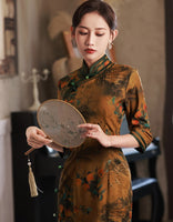 Elegant traditional Chinese dress, Chinese Cheongsam Dress, Ball Gowns, Long Evening Dresses, 3/4 sleeve, mandarin collar