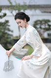 Elegant traditional Chinese dress, Chinese Cheongsam Dress, Ball Gowns, 3/4 sleeve, mandarin collar