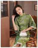 Elegant traditional Chinese dress, Chinese Cheongsam Dress, Ball Gowns, 3/4 sleeve, mandarin collar