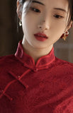 Chinese wedding dress, traditional Chinese dress, red Cheongsam, Bridal dress, tea ceremony, mermaid tail dress, mandarin collar