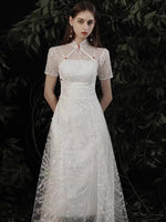 Custom make available, custom made wedding dress, traditional Chinese dress, white embroidered Cheongsam, Bridesmaid dress, minimalist design