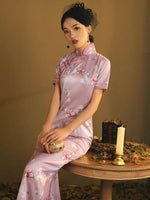 Elegant traditional Chinese dress, Chinese Cheongsam Dress, Evening Dresses, Ball Gowns, Long Evening Dresses with flower prints