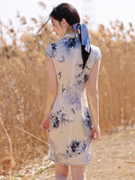 Traditional Chinese dress, Cheongsam, qipao, Evening Dress, Silk qipao, Floral print, Spring dress, mandarin collar