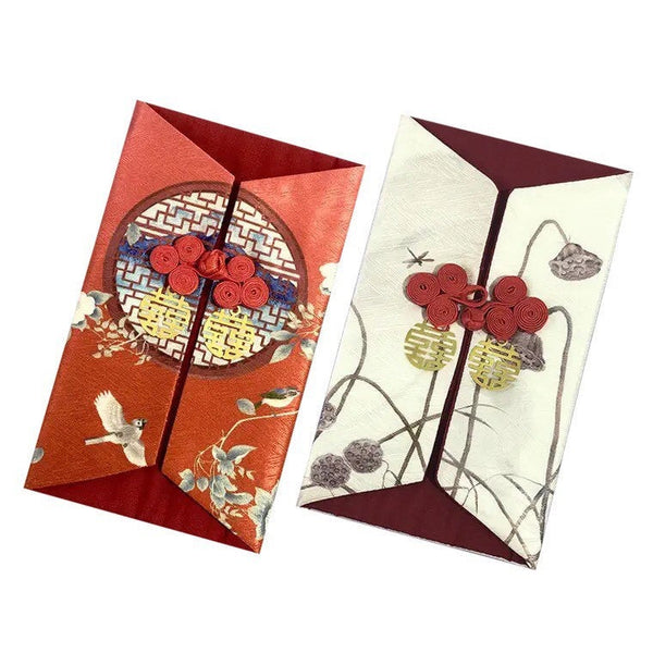 Teezeremonie-Umschlag, Froschknopf, weiches Stoffmaterial, orangefarbenes Vogelmuster, Lotussamenmuster, chinesischer Hochzeitsumschlag