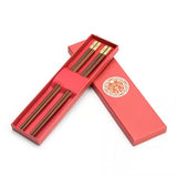 Chinese wedding chopsticks set, wood chopsticks for newly-wed, wedding gift, golden double blessing, double happiness