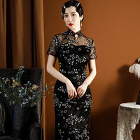 Elegant traditional Chinese dress, Chinese Cheongsam , Long Evening Dresses, Ball Gowns, gift for her, mandarin collar