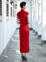 Traditional Chinese dress, Red embroidered floral Cheongsam, Evening Dress, tea ceremony, wedding qipao, mandarin collar