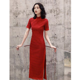 Chinese wedding dress, traditional Chinese dress, embroidered Cheongsam, Bridal dress, tea ceremony, mandarin collar