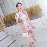 Traditional Chinese dress, mulberry silk Cheongsam, Silk qipao, pink dress, mandarin collar