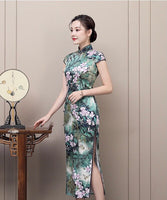 Traditional Chinese dress, mulberry silk Cheongsam, Silk qipao, mandarin collar