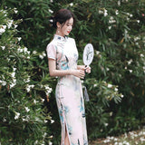 Traditional Chinese dress, Chinese Cheongsam Dress, White qipao, Long Evening Dress, mandarin collar