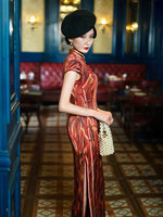 Modern Chinese Qipao, Mulberry Silk cheongsam,  Evening Dress, red color qipao
