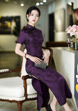 Free alteration, Traditional Chinese Qipao dress, Mulberry Silk cheongsam,  Evening Dress, purple clolor