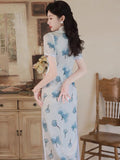 Traditional Chinese dress, Chinese Cheongsam, modern qipao, white floral qipao, Ball Gowns, Long Evening Dress, mandarin collar