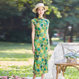 Traditional Chinese dress, Cheongsam Dress, Kneelength Qipao, breathable Summer Ramie Qipao, mandarin collar