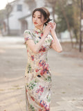 Modern Chinese dress, Chinese Cheongsam, Evening Dress, Floral dress, Ball Gowns, mandarin collar