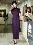 Free alteration, Traditional Chinese Qipao dress, Mulberry Silk cheongsam,  Evening Dress, purple clolor
