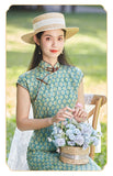 Traditional Chinese dress, Cheongsam Dress, Kneelength Qipao, breathable Summer Ramie Qipao, mandarin collar