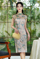 Kostenlose Änderung, traditionelles chinesisches Qipao-Kleid, Cheongsam aus Maulbeerseide, Abendkleid, Mandarinkragen