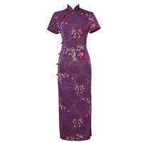 Chinese Cheongsam, purple qipao dress, Ball Gown, summer qipao, Mandarin collar