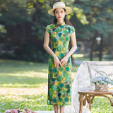 Traditional Chinese dress, Cheongsam Dress, Kneelength Qipao, breathable Summer Ramie Qipao, mandarin collar