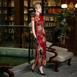 Modern Chinese Qipao, Mulberry Silk cheongsam,  Evening Dress, red qipao