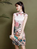 Modern Chinese Qipao, Mulberry Silk cheongsam,  Evening Dress, mandarin collar