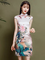 Modern Chinese Qipao, Mulberry Silk cheongsam,  Evening Dress, mandarin collar