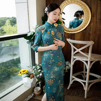 Free alteration, modern Chinese Qipao dress, Evening Dress, 3/4 sleeve, autumn qipao,  mandarin collar