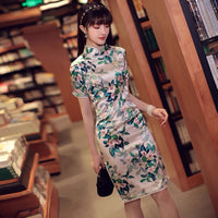 Modern Chinese Qipao, Mulberry Silk cheongsam,  Evening Dress