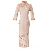 Modern Chinese qipao, Evening Dress, Ball Gowns, Long Evening Dress, 3/4 sleeve, autumn warm qipao, mandarin collar