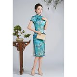 Free alteration, Traditional Chinese Qipao dress, Mulberry Silk cheongsam, light blue color
